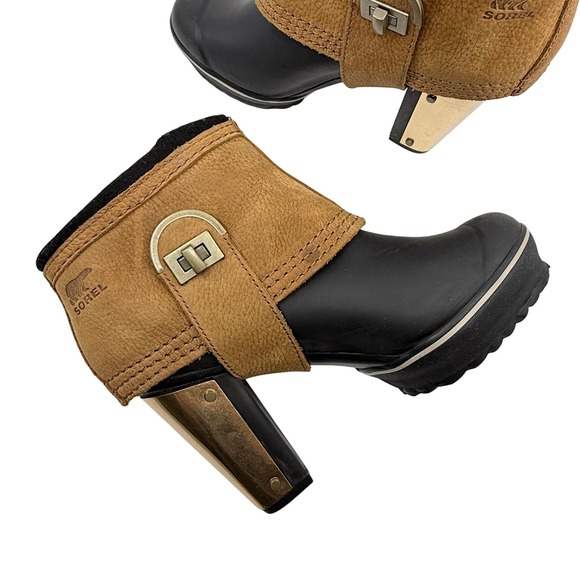Sorel MEDINA II PLATFORM RAIN Waterproof Leather‎ Ankle Boots 7 DUCK RUBBER - Picture 1 of 15